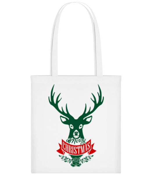 Merry Christmas Deer Label - Tote Bag - Blanc - Devant