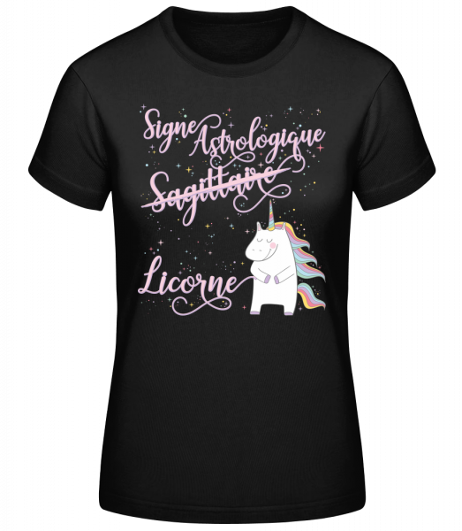 Signe Astrologique Licorne Sagit - T-shirt standard femme - Noir - Vorn