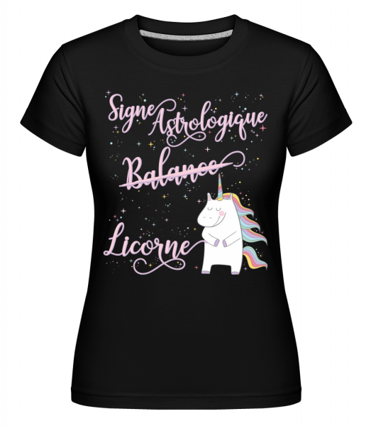 Signe Astrologique Licorne Balance -  T-shirt Shirtinator femme - Noir - Vorn
