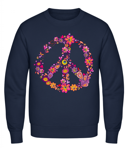 Peace Sign Flowers - Sweat-shirt classique avec manches set-in - Marine - Vorn