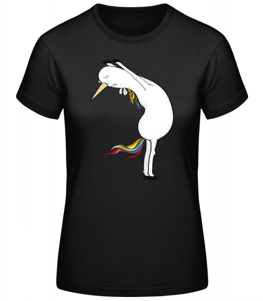 Yoga Licorne Étiré - T-shirt standard femme - Noir - Vorn