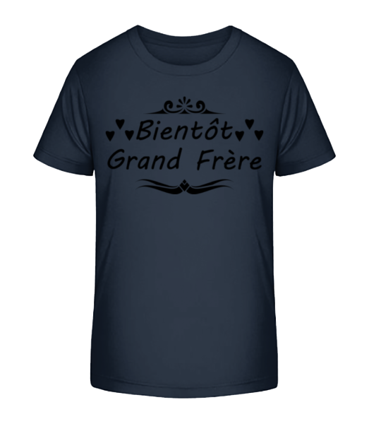 Bientôt Grand Frère - T-shirt bio Enfant Stanley Stella - Bleu marine - Devant
