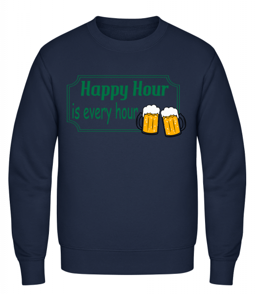Happy Hour Is Every Hour Sign Gr - Sweat-shirt classique avec manches set-in - Marine - Vorn
