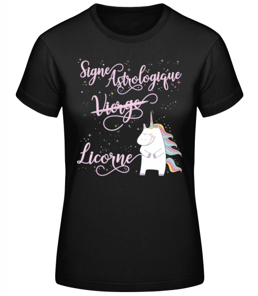 Signe Astrologique Licorne Vierg - T-shirt standard femme - Noir - Vorn