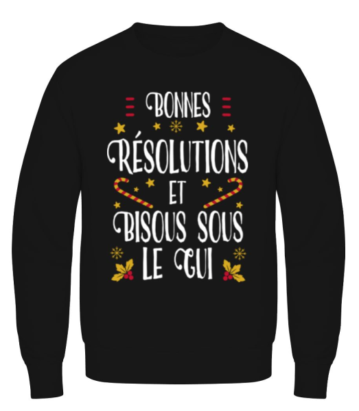 Bonnes Résolutions Et Bisous Sous Le Gui - Sweatshirt Homme - Noir - Devant