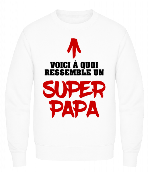 Voici Un Super Papa - Sweatshirt Homme AWDis - Blanc - Vorn