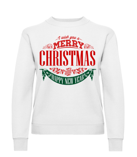 Merry Christmas Label - Sweatshirt Femme - Blanc - Devant