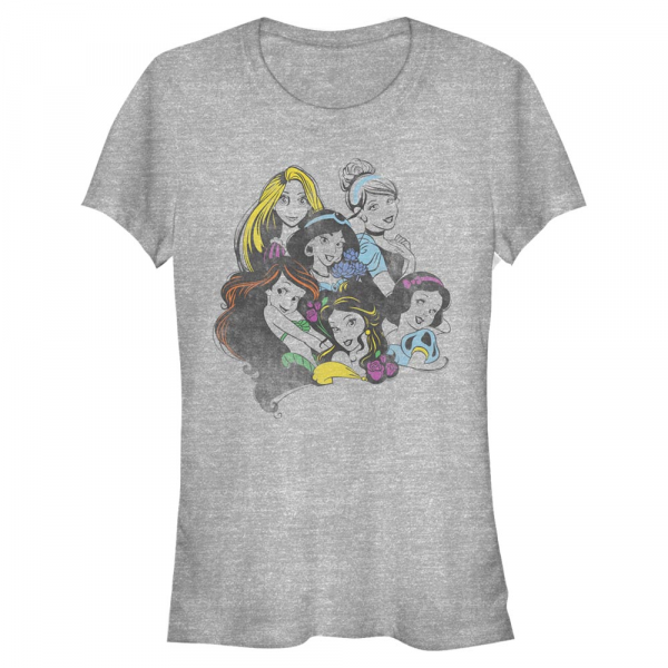 Disney - Princesses Disney - Skupina Princess Chillin - Femme T-shirt - Gris chiné - Devant