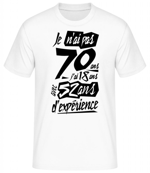 Je N'ai Pas 70 Ans - T-shirt standard Homme - Blanc - Vorn