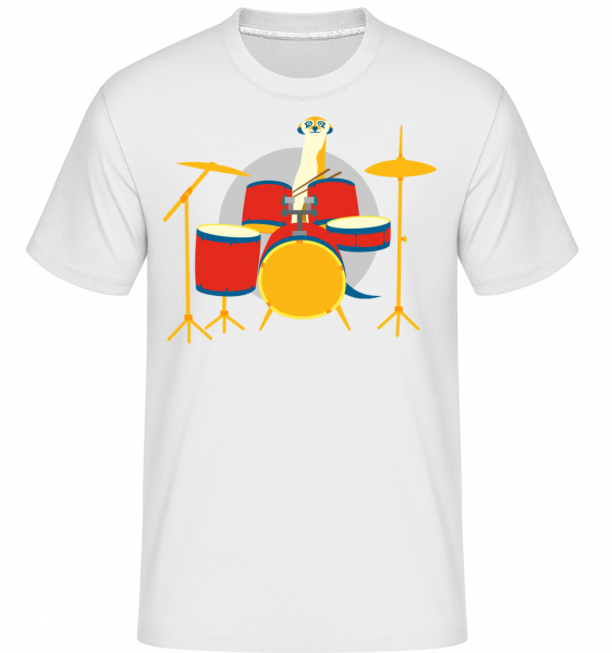 Meerkat Playing Drums -  T-Shirt Shirtinator homme - Blanc - Vorn