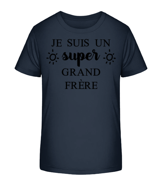 Super Grand Frère - T-shirt bio Enfant Stanley Stella - Bleu marine - Devant
