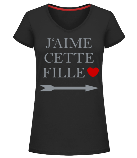 J'Aime Cette Fille - T-shirt col en V Femme - Noir - Devant