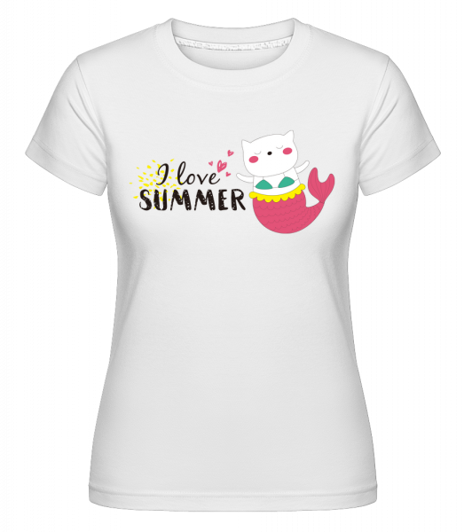 I Love Summer Cat Fish -  T-shirt Shirtinator femme - Blanc - Vorn
