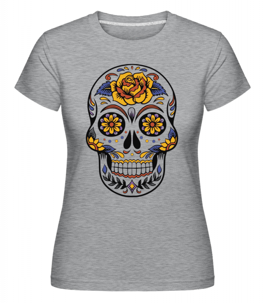 Dia De Los Muertos Tête De Mort -  T-shirt Shirtinator femme - Gris bruyère - Vorn