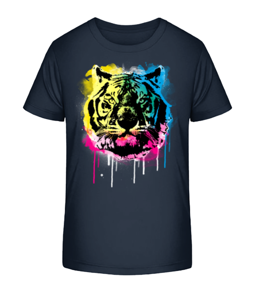Tigre Multicolore - T-shirt bio Enfant Stanley Stella - Bleu marine - Devant