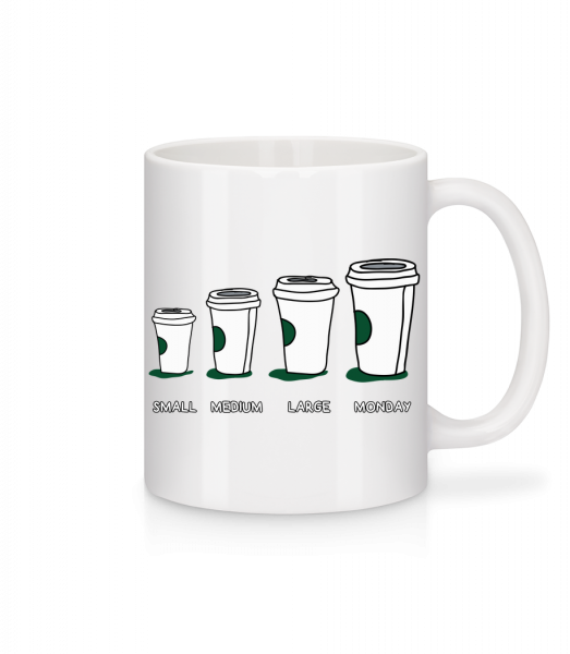 Coffee Small Medium Large Monday - Mug en céramique blanc - Blanc - Vorn