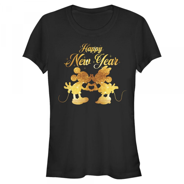Disney Classics - Mickey Mouse - Mickey & Minnie Mickey and Minnie Kissing - New Year - Femme T-shirt - Noir - Devant