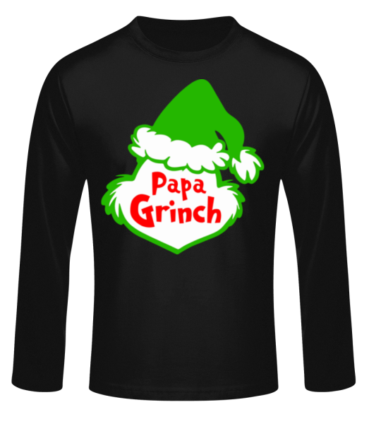Papa Grinch - T-shirt à manches longues standard Homme - Noir - Devant