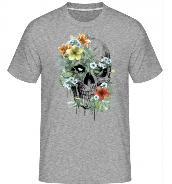 Crâne De Fleur -  T-Shirt Shirtinator homme - Gris chiné - Devant