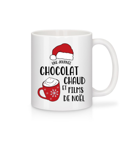 Une Journée Chocolat Chaud Et Films - Mug en céramique blanc - Blanc - Devant
