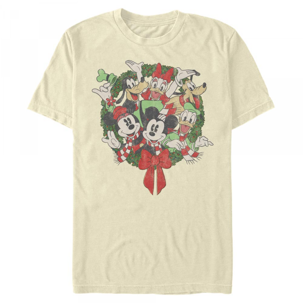 Disney - Mickey Mouse - Skupina Mickey Friends Wreath - Homme T-shirt - Crème - Devant