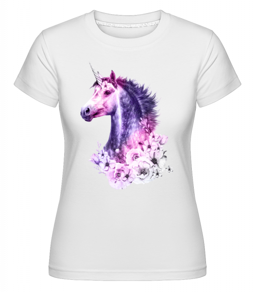 Licorne Fleurs -  T-shirt Shirtinator femme - Blanc - Vorn
