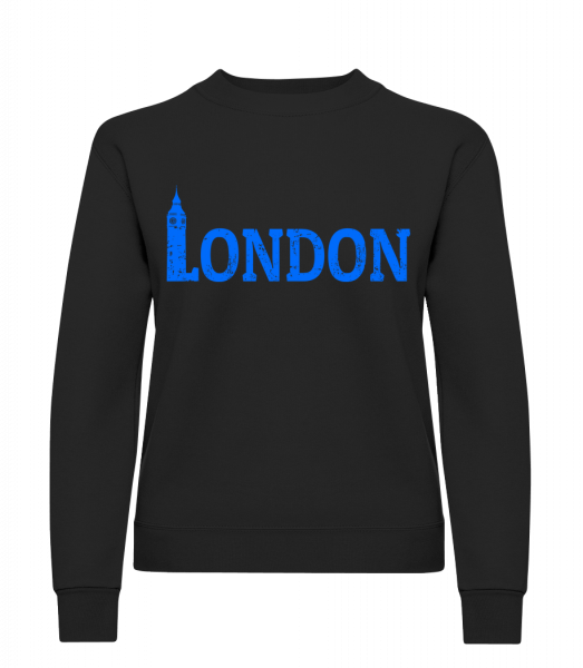 London UK - Sweat-shirt classique avec manches set-in pour femme - Noir - Vorn