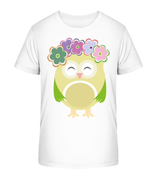 Hibou Avec Fleurs - T-shirt bio Enfant Stanley Stella - Blanc - Devant