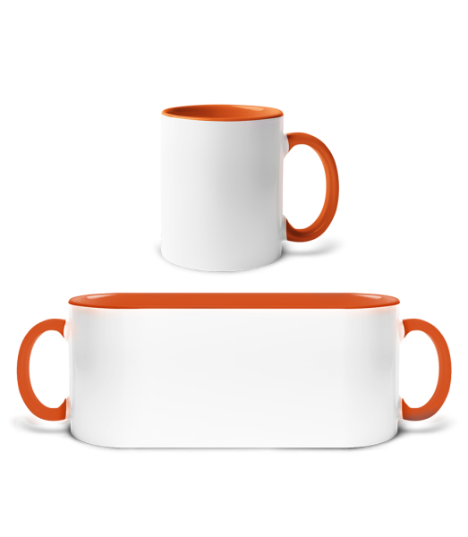 Mug bicolore en céramique - intérieur de couleur - Blanc / Orange - Devant