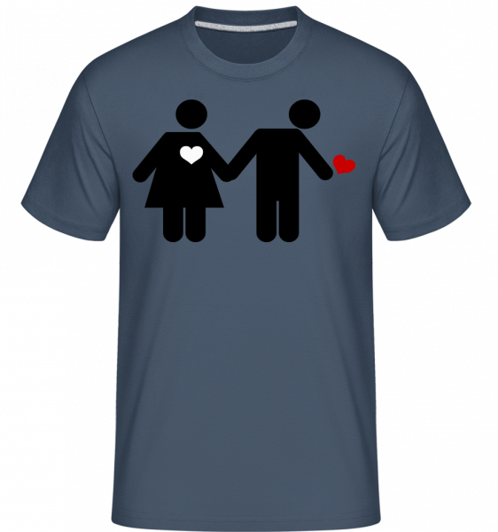 Femme Et Homme Et Cœur Logo -  T-Shirt Shirtinator homme - Bleu denim - Vorn