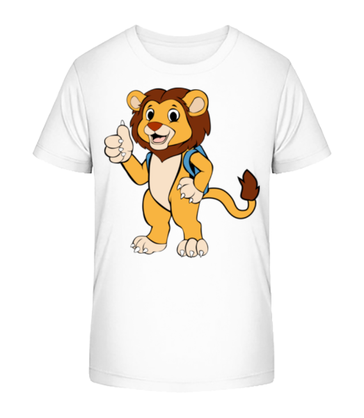Lion Doux Avec Sac Á Dos - T-shirt bio Enfant Stanley Stella - Blanc - Devant